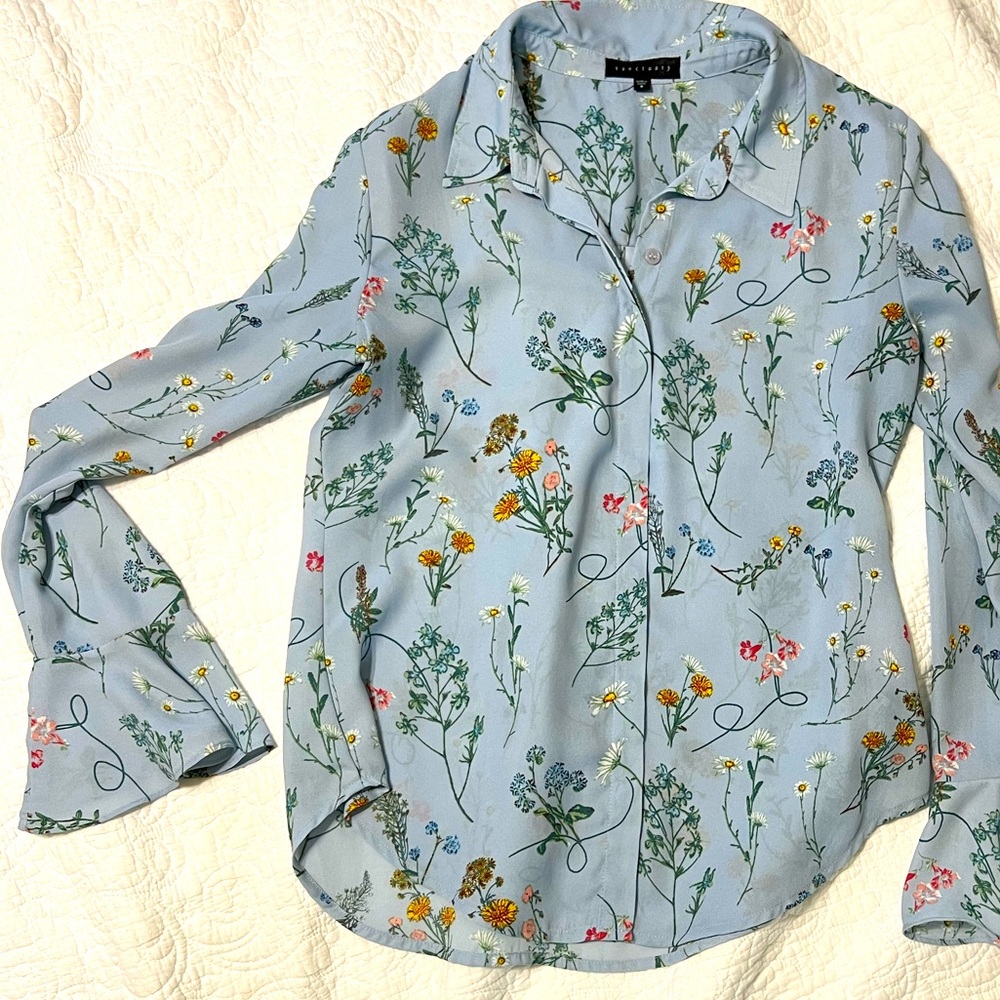 Silky blouse - beautiful flower design
